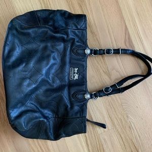 black leather coach bag